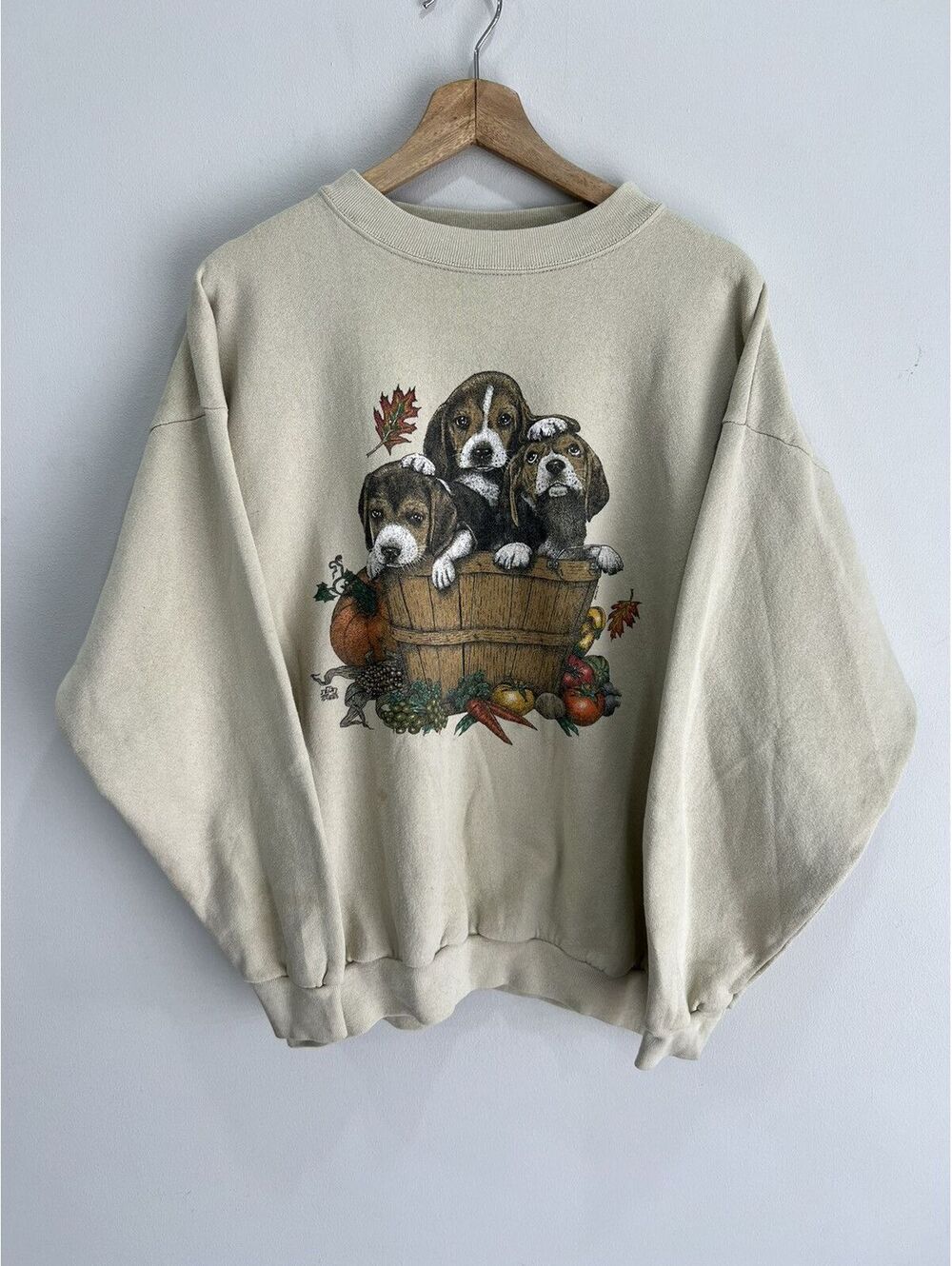 Vintage Puppies Dogs Basket Sweater Sweatshirt animal